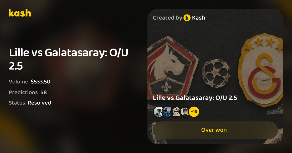 Lille vs Galatasaray: O/U 2.5 | Kash